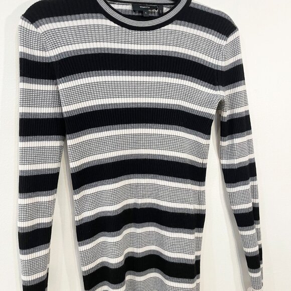EUC Theory Merino Wool Blend Striped Ribbed Sweater Dress Small - Picture 4 of 7